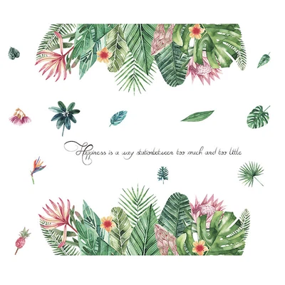 Tropical Leaves Wall Decals Removable Jungle Green Palms Tree Plant Wall Stic TQ • $10.23
