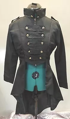 NEW Black Costume Jacket Steampunk Medieval Gothic Button Tailcoat Women Small • $27.99