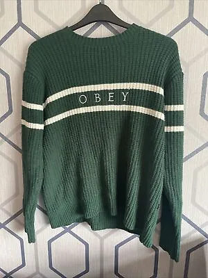 Obey Worldwide Jumper Sweater Size Medium Green  • £14.99