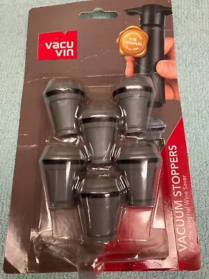 Vacu Vin Wine Saver Vacuum Stoppers - Set Of 6 - Gray - For Wine Bottles - Keep  • $11