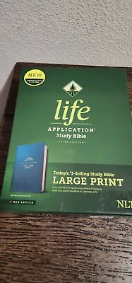 NLT Life Application Study Bible Third Edition Large Print (LeatherLike Teal Blu • $97.72