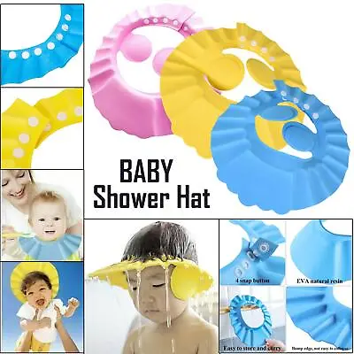 £3.25 • Buy Baby Shower Hat Adjustable Kids Shampoo Bath Cap Wash Hair Waterproof Ear Shield