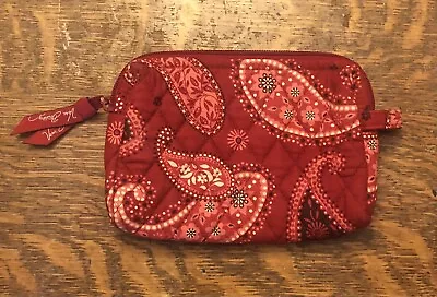 Vera Bradley Medium Cosmetic Make Up Bag In Mesa Red  Quilted • $12.59