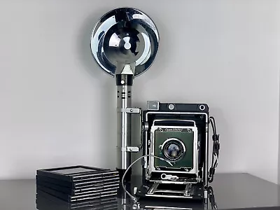 Graflex Crown Graphic 4x5 Large Format Camera Schneider 135mm 4.7 Lens + Flash • £200