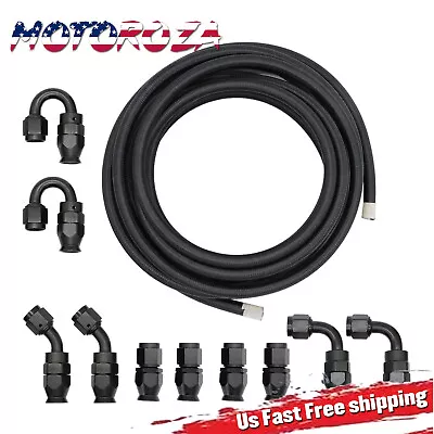 NEW 6AN -6AN Black Nylon E85 PTFE Fuel Line 20FT 10 Fittings Hose Kit E85 • $54.99