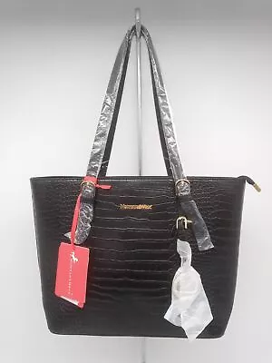 NWT Montana West 3 Pc Black Embossed Leather Tote Handbag Purse • $19.99