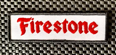 FIRESTONE VINTAGE EMBROIDERED SEW ON PATCH AUTOMOBILE TIRES 5  X 1 1/2  NOS • $12.99