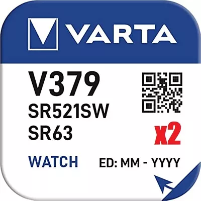 2 Pack | Varta 379 Watch Batteries Silver Oxide Replacements SR521SW Coin Cell • £3