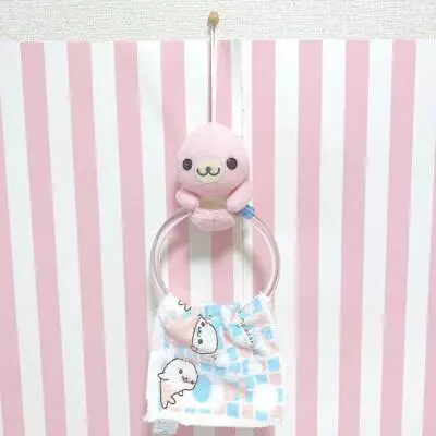 San-X Mamegoma Towel Hanger Set Plush Pink Sea Animals Fluffy Character Kawaii • $78