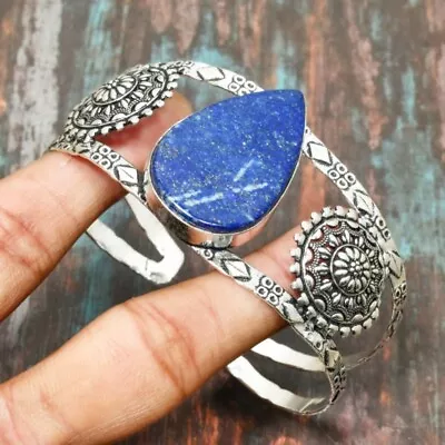 Beautiful Lapis Lazuli Gemstone Adjustable Handmade Cuff Bangle Jewelry • $5.99