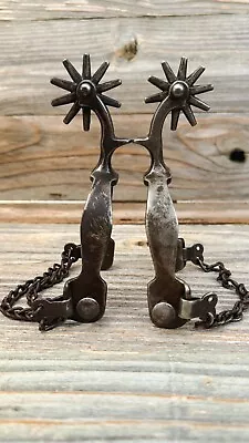 Unmarked Antique August Buermann Iron Single Drop Shank Spurs W/ Chains • $75