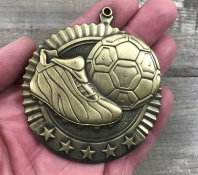 $4.99 • Buy Soccer Award Medal Aged Gold Tone Color Ball Shoe Stars Team Sports Prize