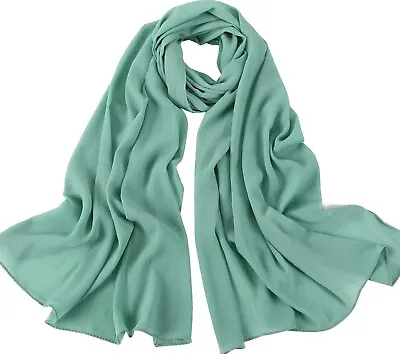 TOP QUALITY  Crinkle Chiffon Premium Plain Scarf High Quality Elegant Soft Hijab • £5.99