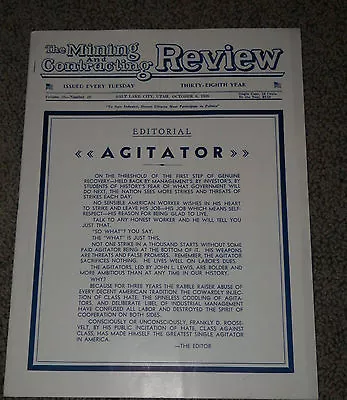 THE MINING AND CONTRACTING REVIEW Oct 6 1936 UTAH Vol 38 # 40 SLC UTAH • $14.95