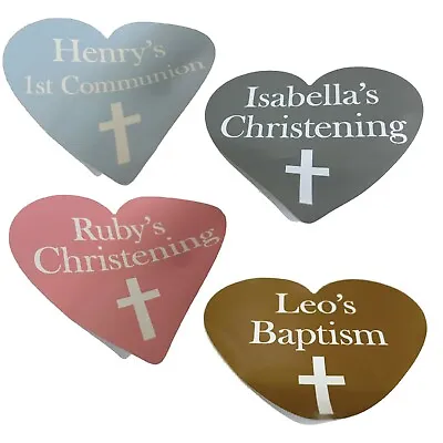 £3.99 • Buy Personalised Christening Stickers First Holy Communion Decorations Cross Favours