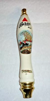 Vintage BASS ALE Ceramic Brass  Double Sided Beer Draft Tap Handle Fox Hunting • $25