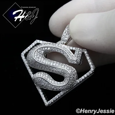 Men 925 Sterling Silver Icy Bling Cz Gold Plated/silver 3d Superman Pendant*p152 • $39.99