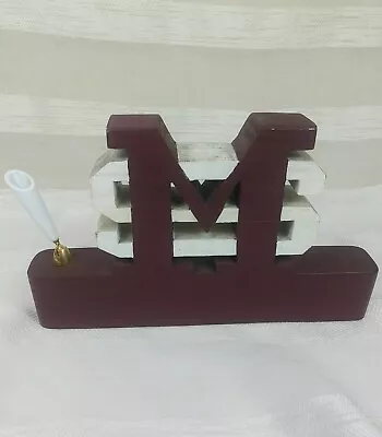 Vintage Mississippi State Bulldogs Wooden Desk Top Pen Holder 9x5.5 WOW GO State • $29.99