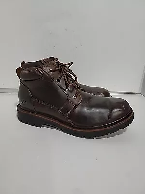 Skechers Relaxed Fit Gel Infused Brown Leather Hiking Ankle Mens 9.5 Boots • $34.99