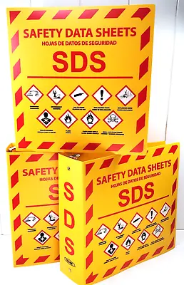 3 Pack - MSDS Binder 3 Ring YELLOW 2  Binder Cover Yellow Safety MSDS Book Cover • $51.70