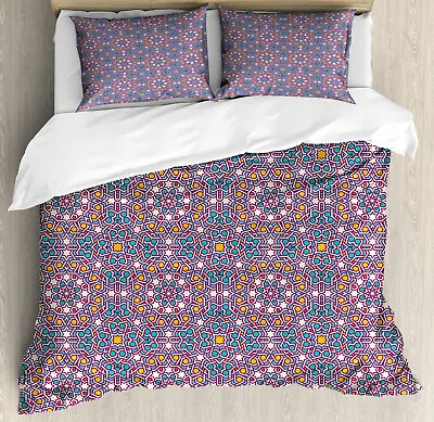 Moroccan Duvet Cover Set With Pillow Shams Arabic Star Pattern Print • $89.99