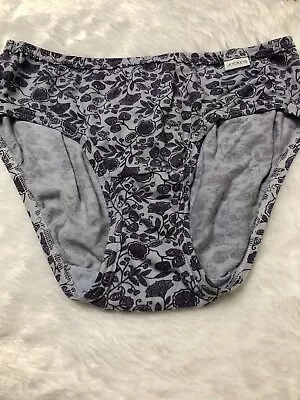 Vintage Jockey Size 5 Purple Floral Cotton Hi-cut Bikini Brief Panties USA • $28.98