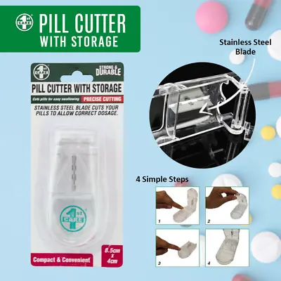 $10.99 • Buy Tablet Cutter Splitter Divider Safe Convenient Storage Box Medicine Pill Holder