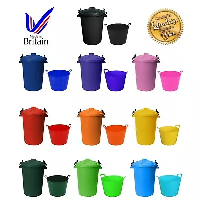 Set Of 50L Bin With 20L/40L Flexi Tub Assorted Colours Home Garden Storage  • £17.79