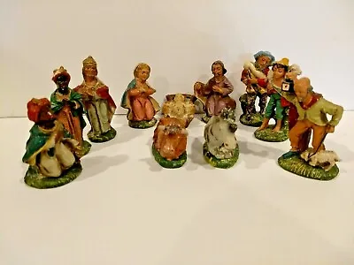 $19.99 • Buy Vintage Chalkware Creche Nativity Christmas 11 Figurines Composition Italy-ian