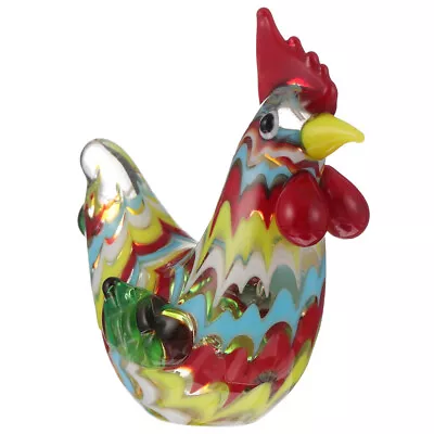 Glass Rooster Figurine Landscape Pot Decor • £9.98