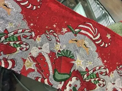 Christmas Table Runner Santa Claus Table Runner Tapestry Vintage Style Red • $15.99