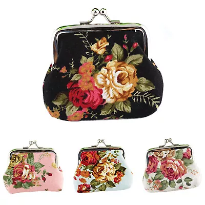 $7.02 • Buy Vintage Floral Coin Purse Clutch Bag Kiss-lock Change Purse Wallets For Women