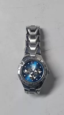$29.95 • Buy Relic Date Watch By Fossil Men's ZR15354 Wet Blue Multifunction Stainless Steel 