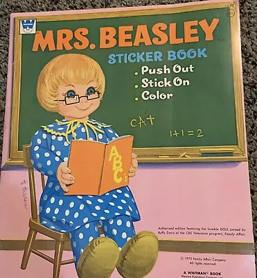 FAMILY AFFAIR Mrs. Beasley 1972 Whitman Stick On Color Sticker Book NEW Vintage • $29.99