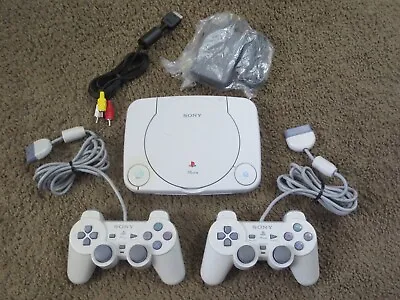 Sony Playstation PS One Console + 2 Controllers Mini White PS1 System PSone • $80.91