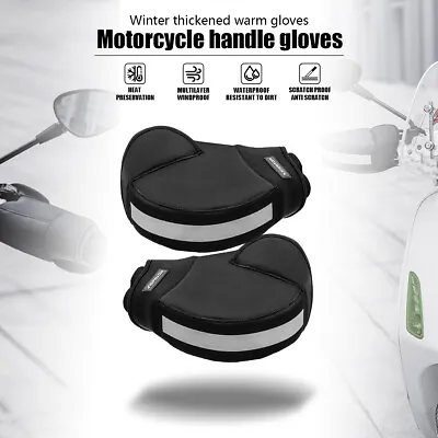 Black WProof Motorcycle Handle Bar Mitts Hand Warmer Motorbike Bar Muffs Gloves • $34.04