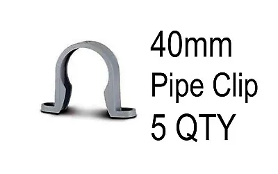 5 X 40mm Push Fit Waste Pipe Clips Grey Water Plumbing Connector Fitting Drain • £2