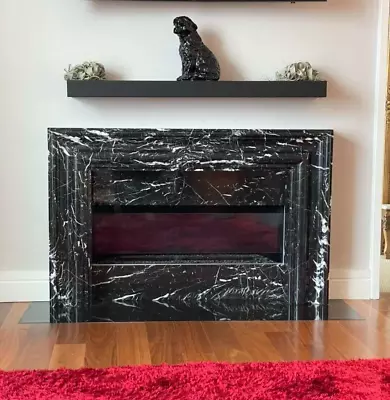 Black Modern Marble Fireplace Mantelmarble Mantlemarble Surround - Limaxin • $2136.55