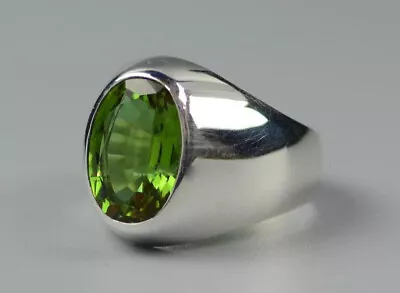 Solid 925 Sterling Silver AAA Green Peridot Zircon Cut Gemstone Huge Men's Ring • $40.61