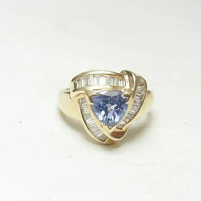 1.30 CT Simulated Trillion Tanzanite Engagement Ring 925 Sterling Silver Plated • $124.09