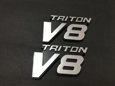 $12.90 • Buy 2Pcs Triton V8 Emblem Badge Fender Tailgate 3D Sticker Decal Chrome Black