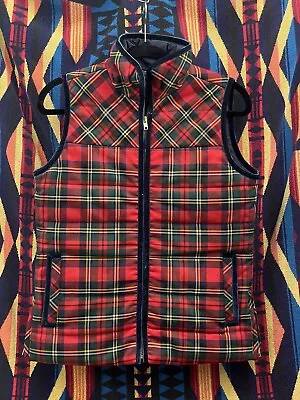 J.Crew Women's XS Red Tartan Plaid Mountain Puffer Vest H2712 • $30.79