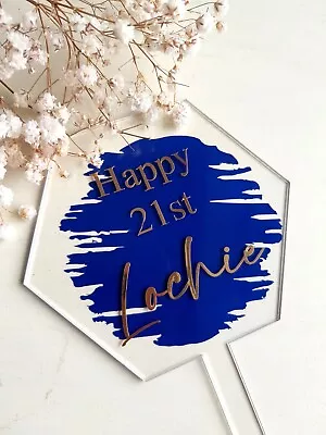 Personalised Acrylic Cake Topper /Happy Birthday / Elegant Cake Topper • £6