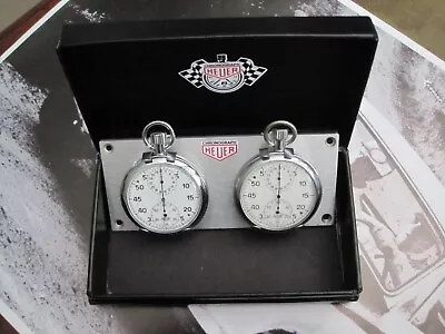 Heuer Stopwatches Both Are Vintage Ultimate Timers On A Unique Dashboard Panel • $675