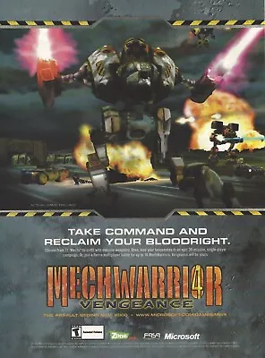 MechWarrior 4: Vengeance Print Ad/Poster Art PC Big Box (A) • $14.99