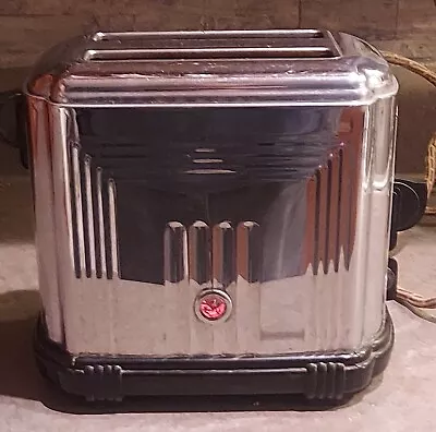 Antique Sunbeam T 1 E Toaster  Vintage Art Deco Jewel Indicator Chrome 1930s USA • $109.95