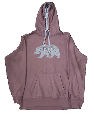 North Face Hoodie Mens Large Maroon /Brown Colour Bear Print Hooded Sweatshirt • $22.44