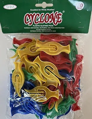 50 Pack Cyclone Plastic Clothes Pegs Push On Washing Line Durable Non Rusting • £4.45