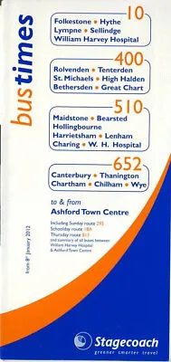 Stagecoach East Kent Bus Timetable (N120108) Ashford Country Services Jan 2012 • £2.79