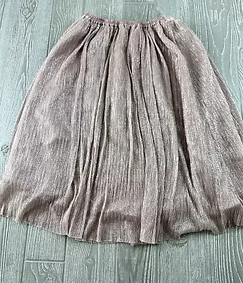 Zara Basic Collection Pink Sparkly Lined Skirt Size S Womens Ruffled Pleated • $17.99